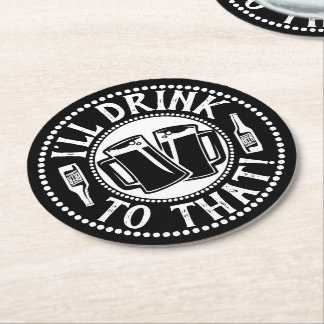 Porta-copo De Papel Redondo Festa de Cerveja Engraçada | Eu bebo até isso
