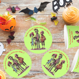 Porta-copo De Papel Redondo Festa de Dia das Bruxas da Família Zombie