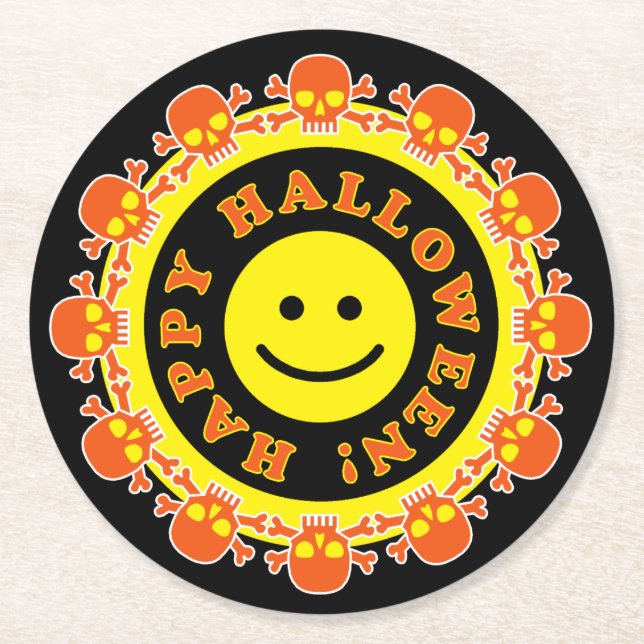 Porta-copo De Papel Redondo Festa de Halloween (Frente)