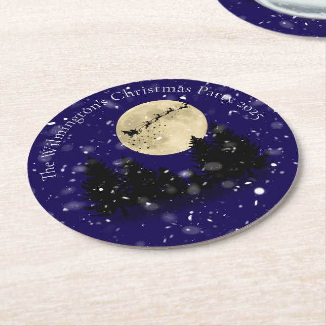 Porta-copo De Papel Redondo Festa de Natal de papais noeis (Angulado)