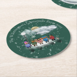 Porta-copo De Papel Redondo Festa de Natal Festiva Quintet