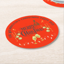 Porta-copo De Papel Redondo Festa de Natal muito feliz