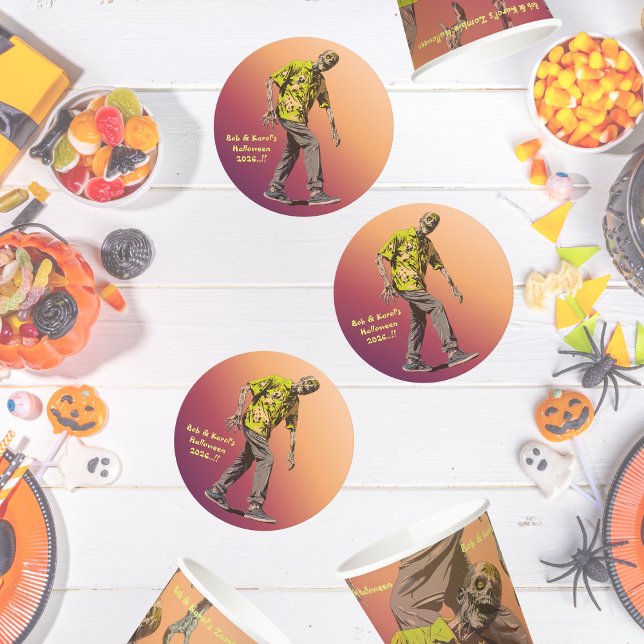 Porta-copo De Papel Redondo Festa de Zombie Halloween (Zombie Halloween Party Round Paper Coaster)