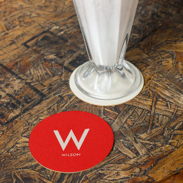 Porta-copo De Papel Redondo Festa pessoal do monograma vermelho