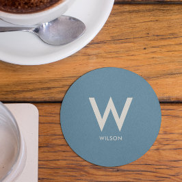 Porta-copo De Papel Redondo Festa Pessoal Monograma Azul Claro