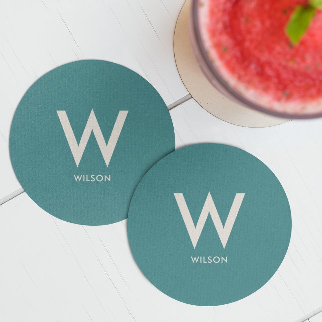 Porta-copo De Papel Redondo Festa Pessoal Monograma Verde (Criador carregado)