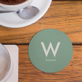 Porta-copo De Papel Redondo Festa Pessoal Verde Musgo Monograma