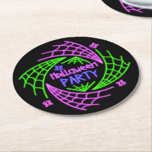 Porta-copo De Papel Redondo Festa Web de Aranha do Halloween Neon Glow