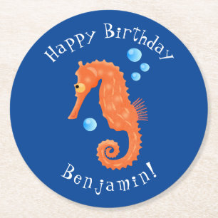 Porta-copo De Papel Redondo Figura de desenho animado das bolhas de laranja-ac