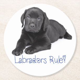 Porta-copo De Papel Redondo Filhote de Cão Retriever Labrador Preto Amor Azul