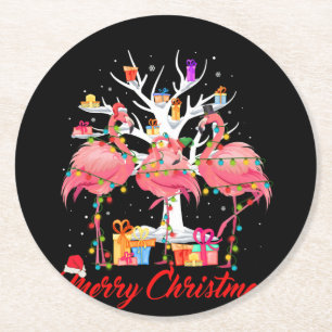 Porta-copo De Papel Redondo Flamingo Lights Santa Hemorragia Árvore de Suéte