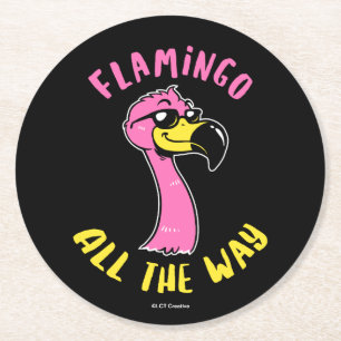 Porta-copo De Papel Redondo Flamingo Por Todo O Caminho