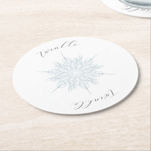 Porta-copo De Papel Redondo Floco de Neve Azul de Gelo Twinkle Twinkle