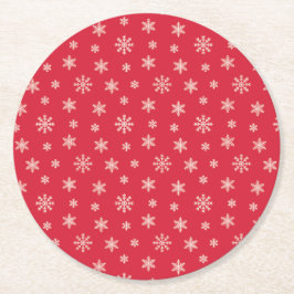 Porta-copo De Papel Redondo Flocos de neve brancos de Natal vermelho moderno
