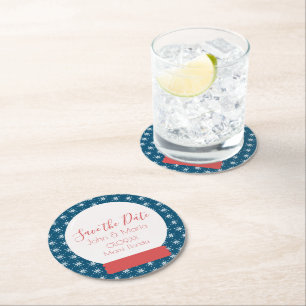 Porta-copo De Papel Redondo Flocos de neve de Natal Salvem a Data