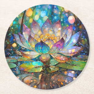Porta-copo De Papel Redondo Flor de Lótus Iluminada em Flor