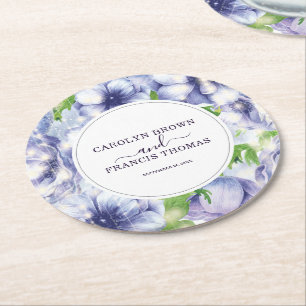 Porta-copo De Papel Redondo Floral Anemone Wedding Luxury Personalizado