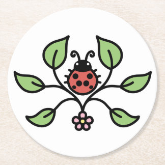 Porta-copo De Papel Redondo Floral Ladybug Coaster
