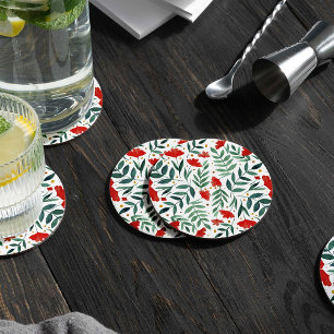 Porta-copo De Papel Redondo Flores de aquarela de jardim mágico em vermelho e