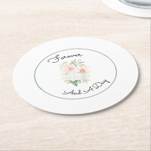 Porta-copo De Papel Redondo Flores de Orquídea Rosa Bege Verde Casamento