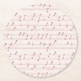 Porta-copo De Papel Redondo Folha de Notas Musicais Rosa