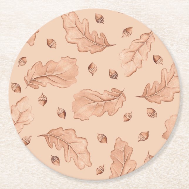 Porta-copo De Papel Redondo Folhas de outono (Frente)