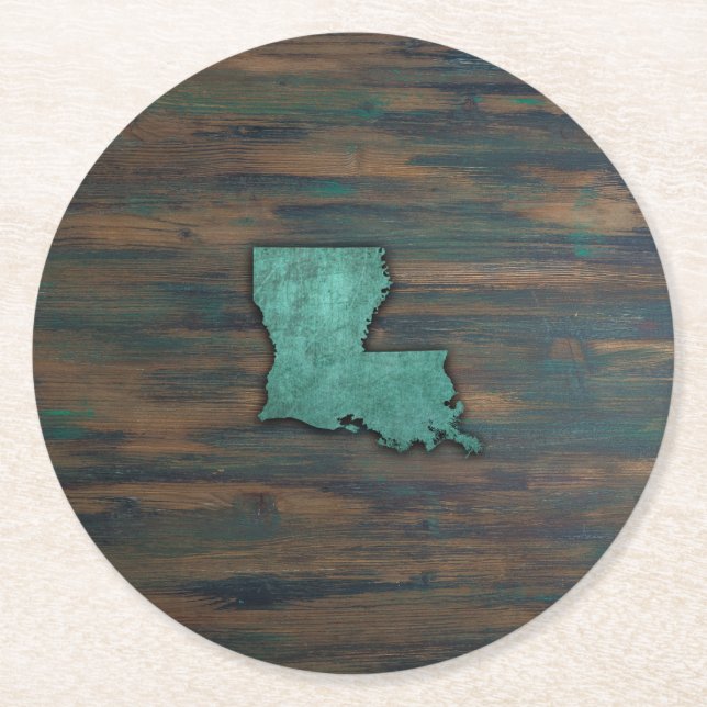 Porta-copo De Papel Redondo Forma Rustic Teal Louisiana (Frente)