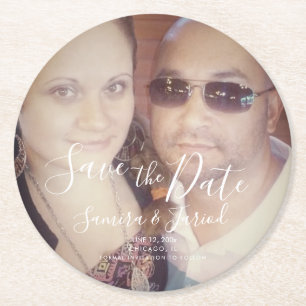 Porta-copo De Papel Redondo Foto Casal Save the Date Noivado