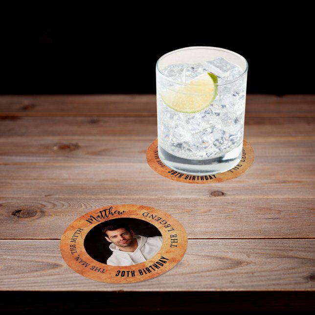 Porta-copo De Papel Redondo Foto de Brown terracotta homem mito aniversário de (Criador carregado)