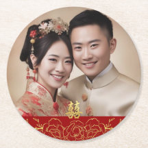 Foto de casamento chinês floral vermelho duplo xi