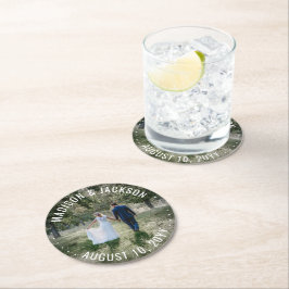 Porta-copo De Papel Redondo Foto de Obrigados e amor minimalista moderno