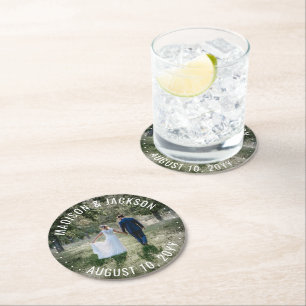 Porta-copo De Papel Redondo Foto de Obrigados e amor minimalista moderno