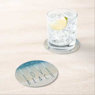 Porta-copo De Papel Redondo Foto de Surf de Turquesa Azul no Oceano Azul Motiv