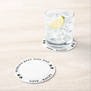 Porta-copo De Papel Redondo Foto personalizada de Pet do melhor Pai do mundo