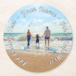 Porta-copo De Papel Redondo Fotografias e Texto Personalizados para Porta copo<br><div class="desc">Portas copos personalizadas de papel fotográfico e texto - Design único - Família personalizada/amigos ou Porta copos pessoal / presente - Adicione seu texto e foto - Redimensione e mova elementos com a ferramenta Personalização! Escolha fonte / tamanho / cor! Boa Sorte - Seja Feliz :)</div>
