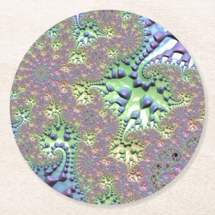 Porta-copo De Papel Redondo Fractal de arco-íris brilhante