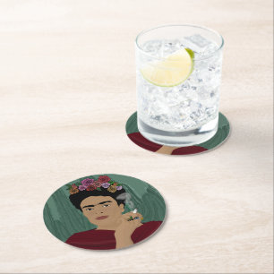 Porta-copo De Papel Redondo Frida Kahlo Porta copos