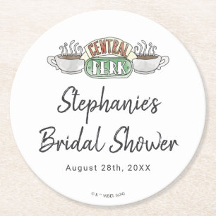 Porta-copo De Papel Redondo FRIENDS™   Chá de Noiva em Aquarela do Central Per