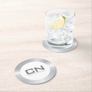 Porta-copo De Papel Redondo Fronteira prata moderna em branco