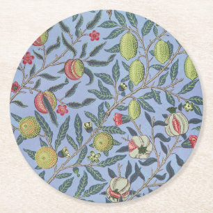 Porta-copo De Papel Redondo Fruta William Morris Pomegranate Ornamento Azul