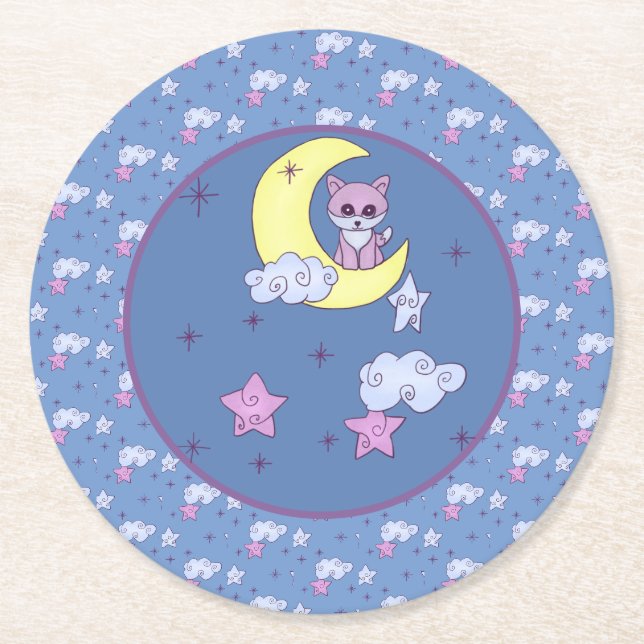 Porta-copo De Papel Redondo Fuchs im Mond  (Frente)