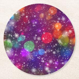 Porta-copo De Papel Redondo Fundo do Bokeh Multicolor abstrato - 25363