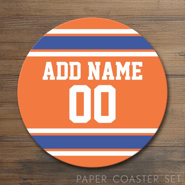 Porta-copo De Papel Redondo Futebol Jersey com número de nome personalizado (Custom Coaster)
