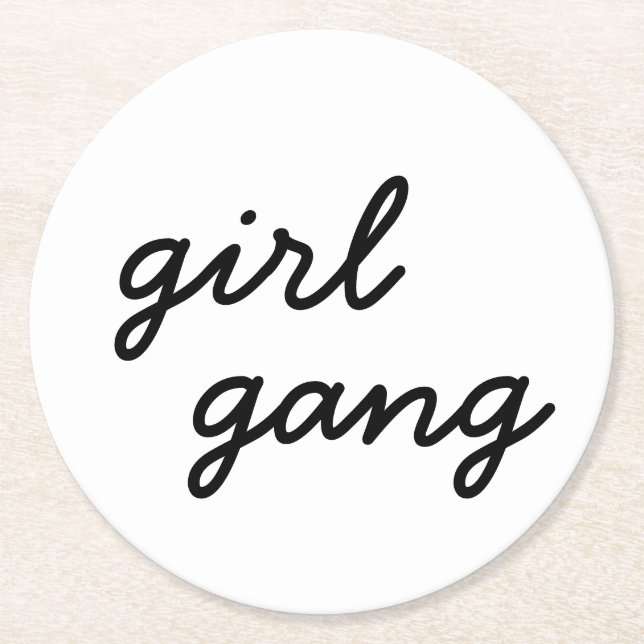 Porta-copo De Papel Redondo garota gangue fofa garota moderna poder feminista  (Frente)