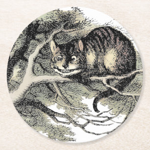 Porta-copo De Papel Redondo Gato de Cheshire Alice Mundo das Maravilhas Clássi