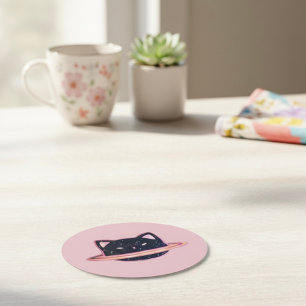 Porta-copo De Papel Redondo Gato Planeta