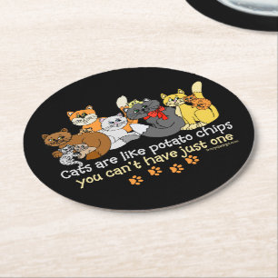 Porta-copo De Papel Redondo Gatos são como batatas fritas