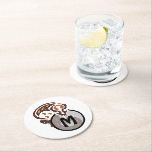 Porta-copo De Papel Redondo Gecko Monograma Tribal Malaio