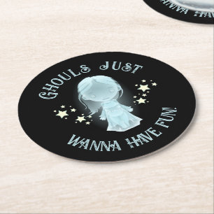Porta-copo De Papel Redondo "Ghouls Just Wanna Have Fun!" Divertido Halloween
