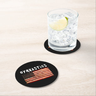 Porta-copo De Papel Redondo Ginástica Grunge Americana Bandeira EUA